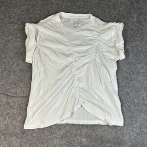 Current Elliott T Shirt Womens 1 US Small White Cotton Ruched Made In USA Tee